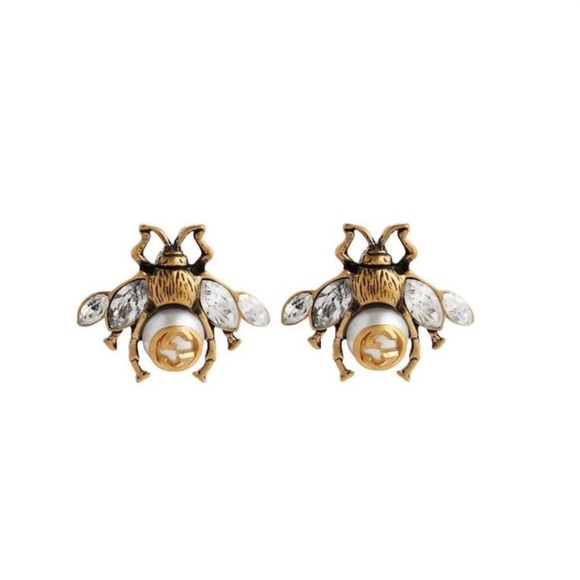 Gucci Accessories - Like New-Gucci bee earrings with crystals and pearl